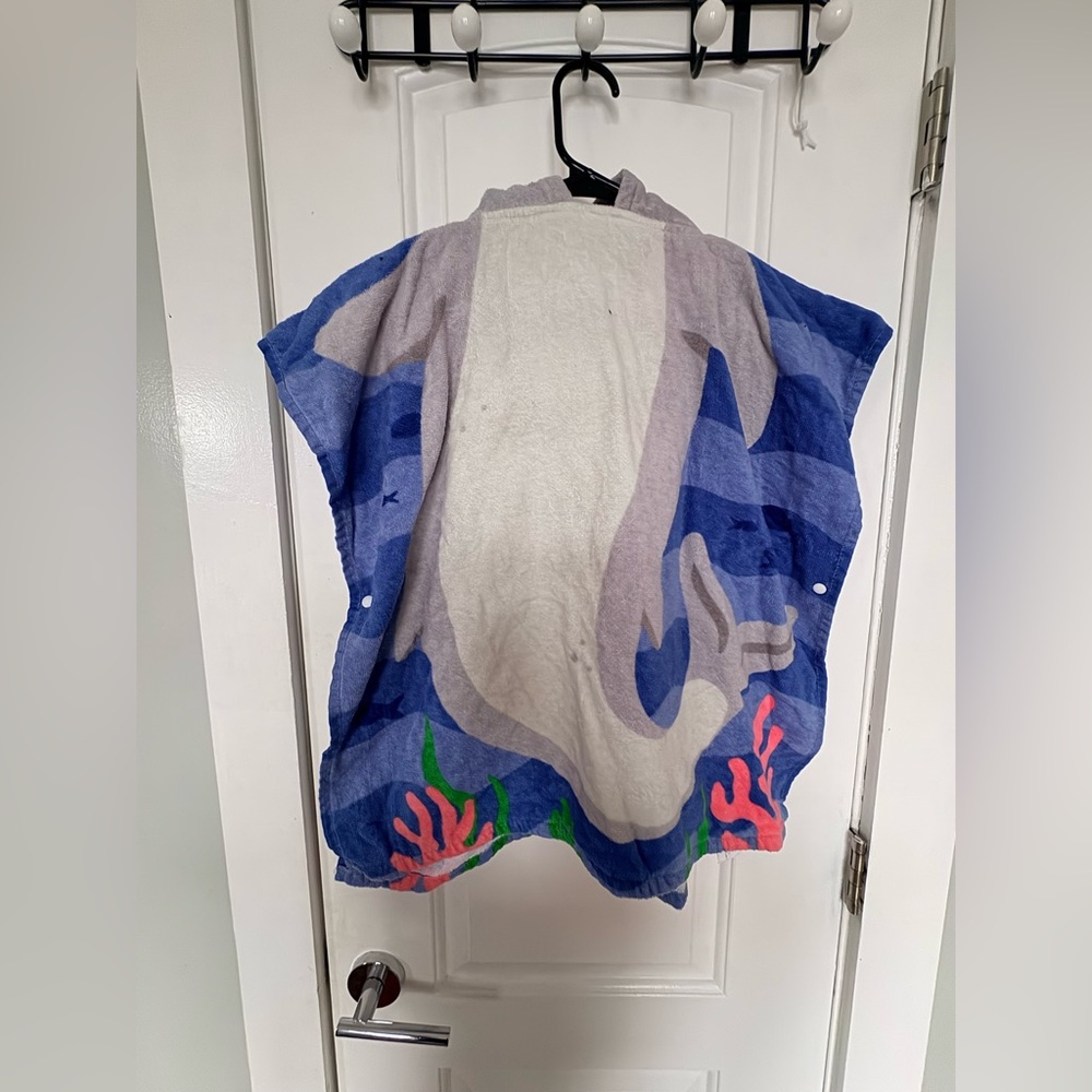 Shark Hooded Kids Bath Towel - Blue and Gray